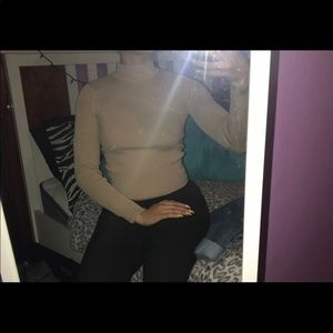 Tan Ribbed Turtleneck